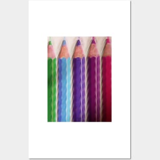 5 new brightly coloured  colouring crayons Posters and Art